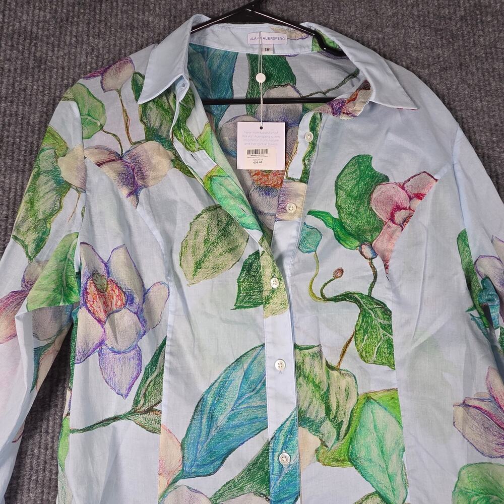Ala von Auersperg Kathe Dress 18 Grandiflora Floral Cotton Maxi NWT - Picture 3 of 10